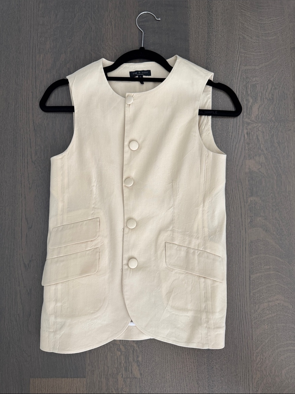 rag & bone Cream Sleeveless Button-Front Vest